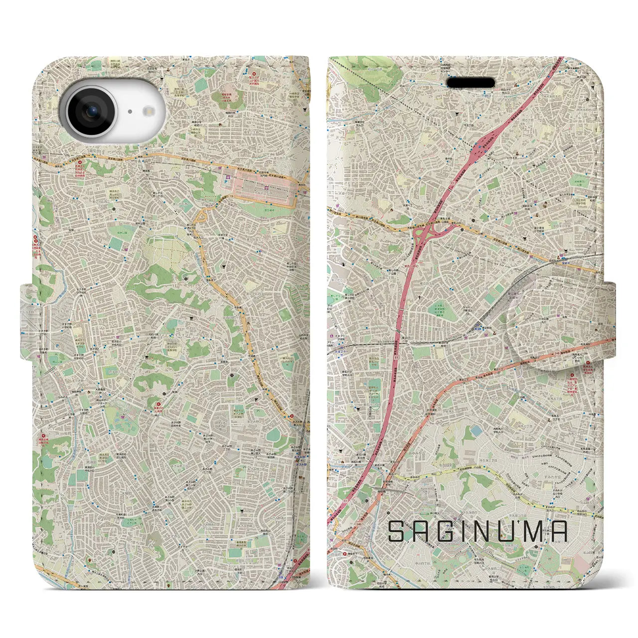 【鷺沼(神奈川県)】地図柄iPhoneケース(手帳タイプ)