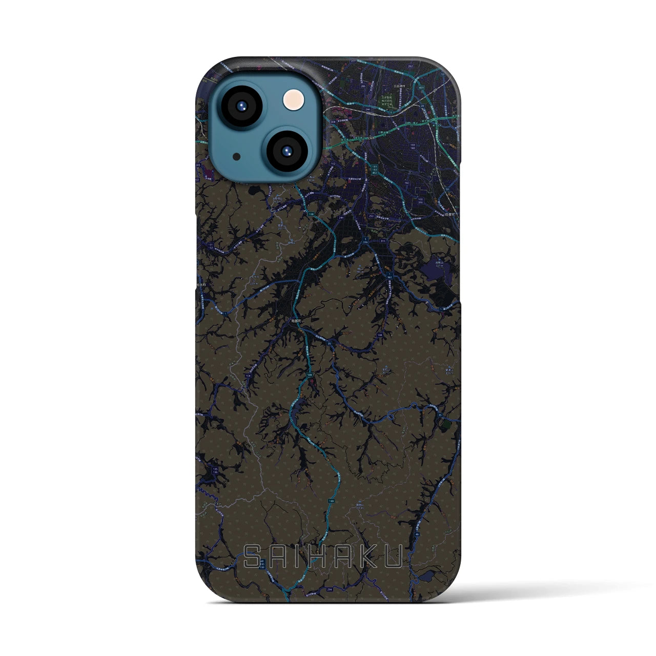 【西伯(鳥取県)】地図柄iPhoneケース(バックカバータイプ)