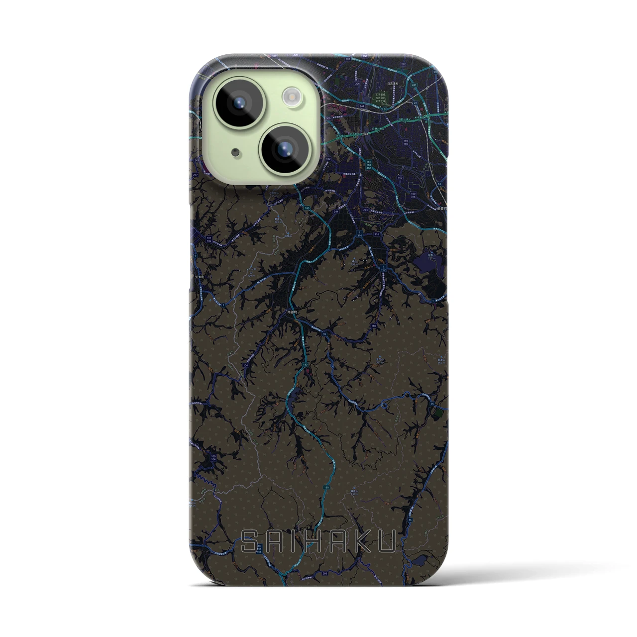 【西伯(鳥取県)】地図柄iPhoneケース(バックカバータイプ)