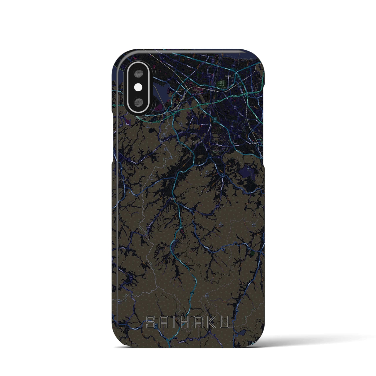 【西伯(鳥取県)】地図柄iPhoneケース(バックカバータイプ)