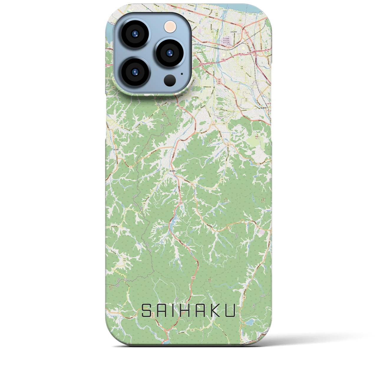 【西伯(鳥取県)】地図柄iPhoneケース(バックカバータイプ)
