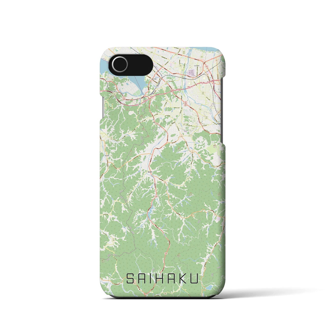 【西伯(鳥取県)】地図柄iPhoneケース(バックカバータイプ)