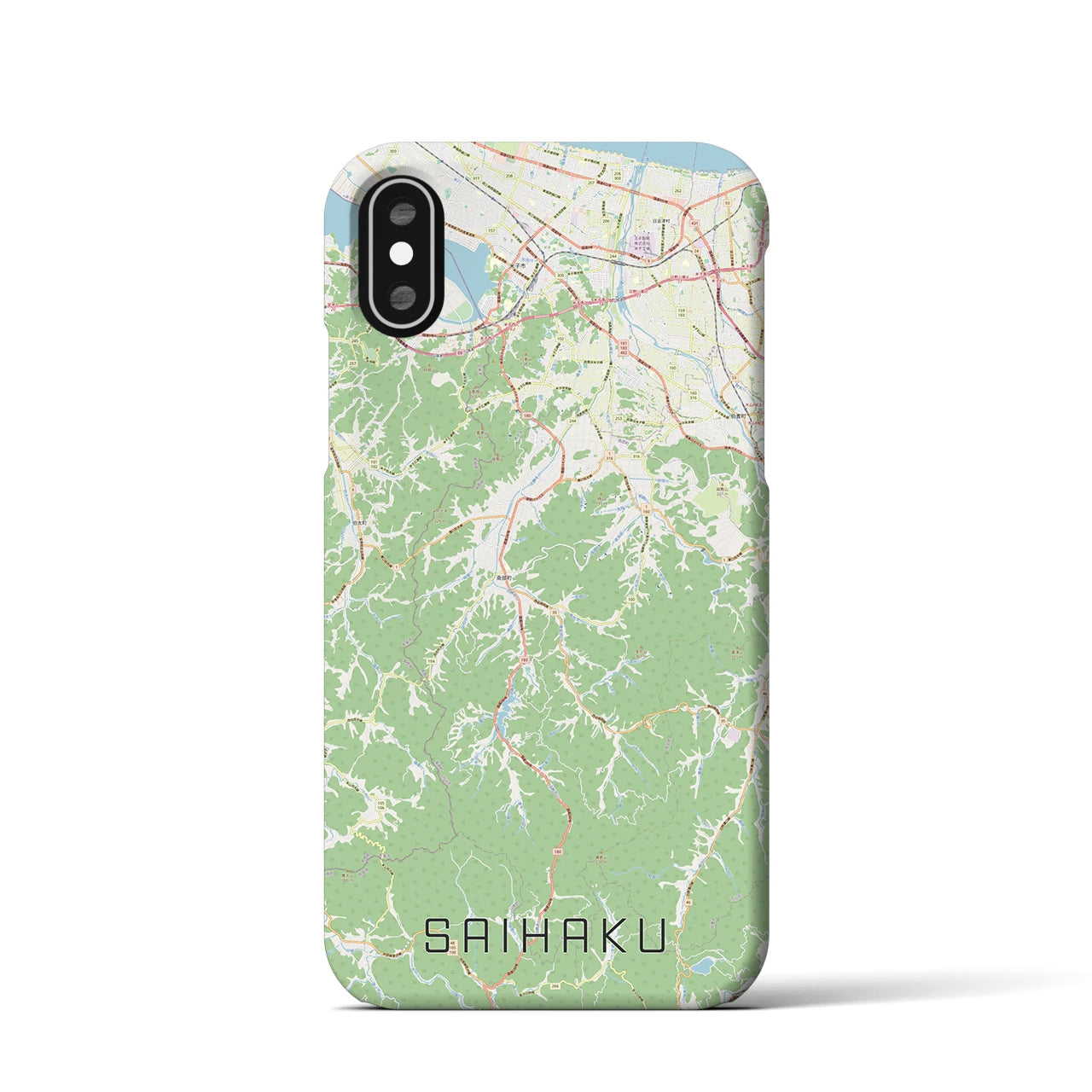 【西伯(鳥取県)】地図柄iPhoneケース(バックカバータイプ)