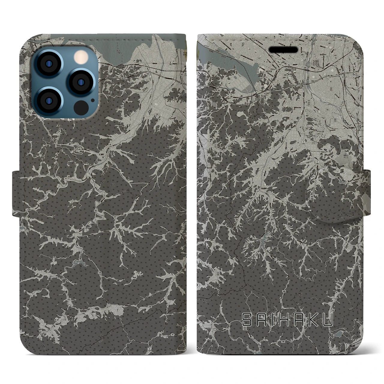 【西伯(鳥取県)】地図柄iPhoneケース(手帳タイプ)