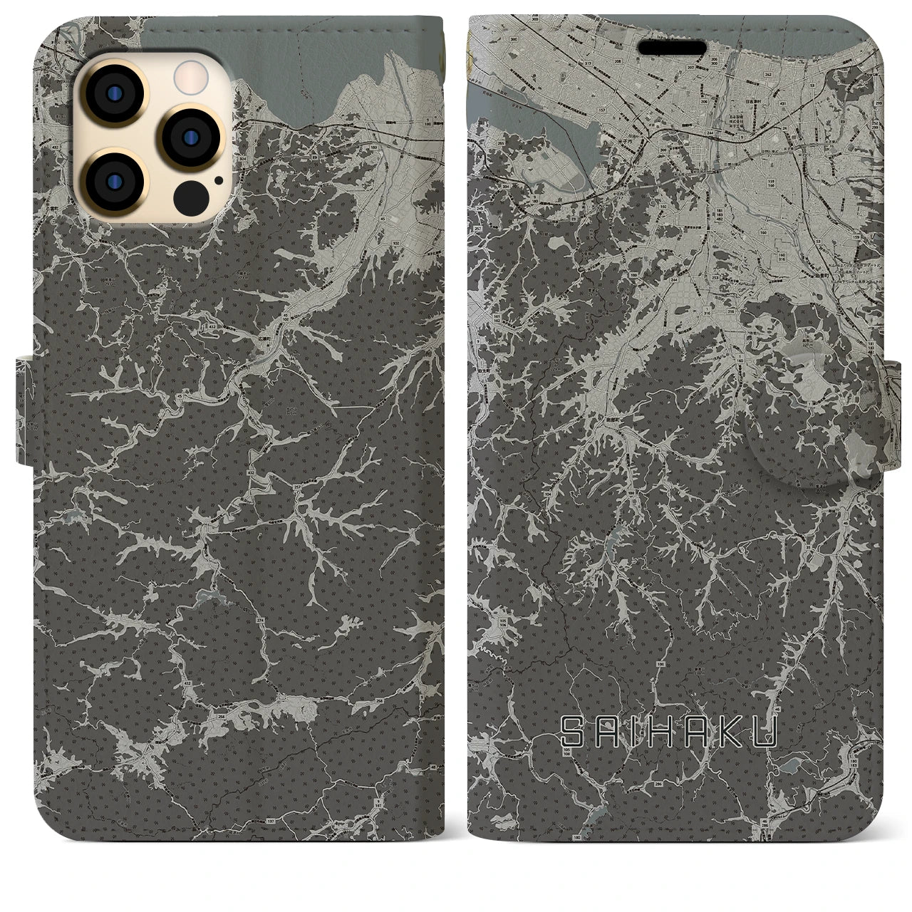 【西伯(鳥取県)】地図柄iPhoneケース(手帳タイプ)