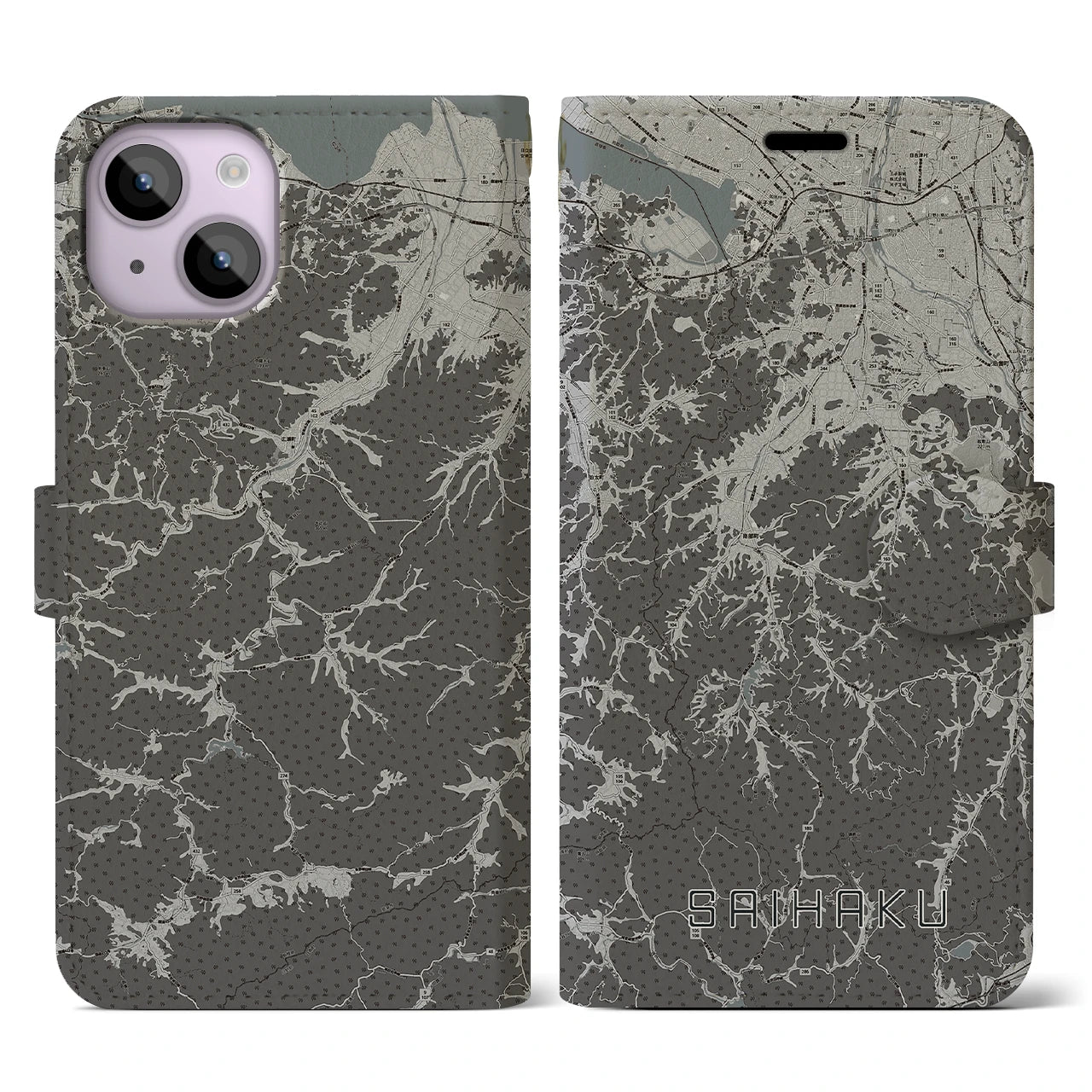 【西伯(鳥取県)】地図柄iPhoneケース(手帳タイプ)