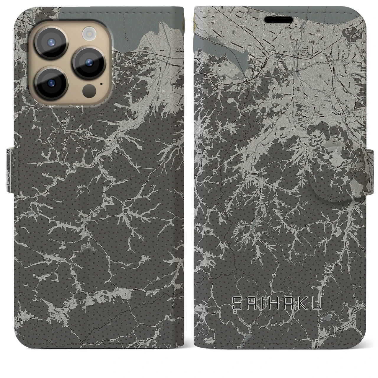 【西伯(鳥取県)】地図柄iPhoneケース(手帳タイプ)