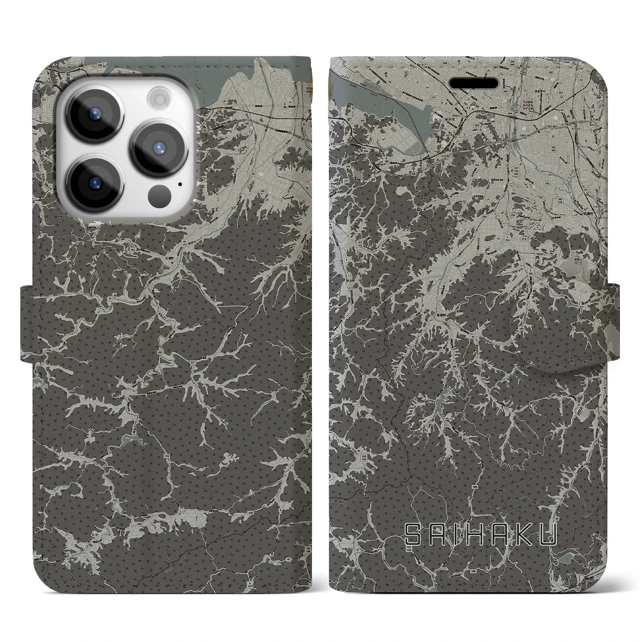 【西伯(鳥取県)】地図柄iPhoneケース(手帳タイプ)