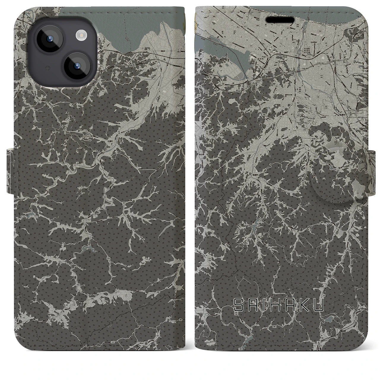 【西伯(鳥取県)】地図柄iPhoneケース(手帳タイプ)