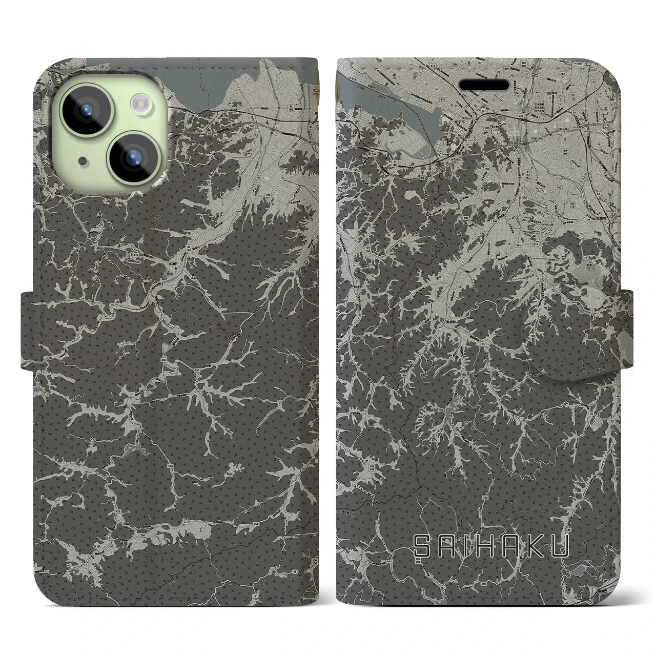 【西伯(鳥取県)】地図柄iPhoneケース(手帳タイプ)