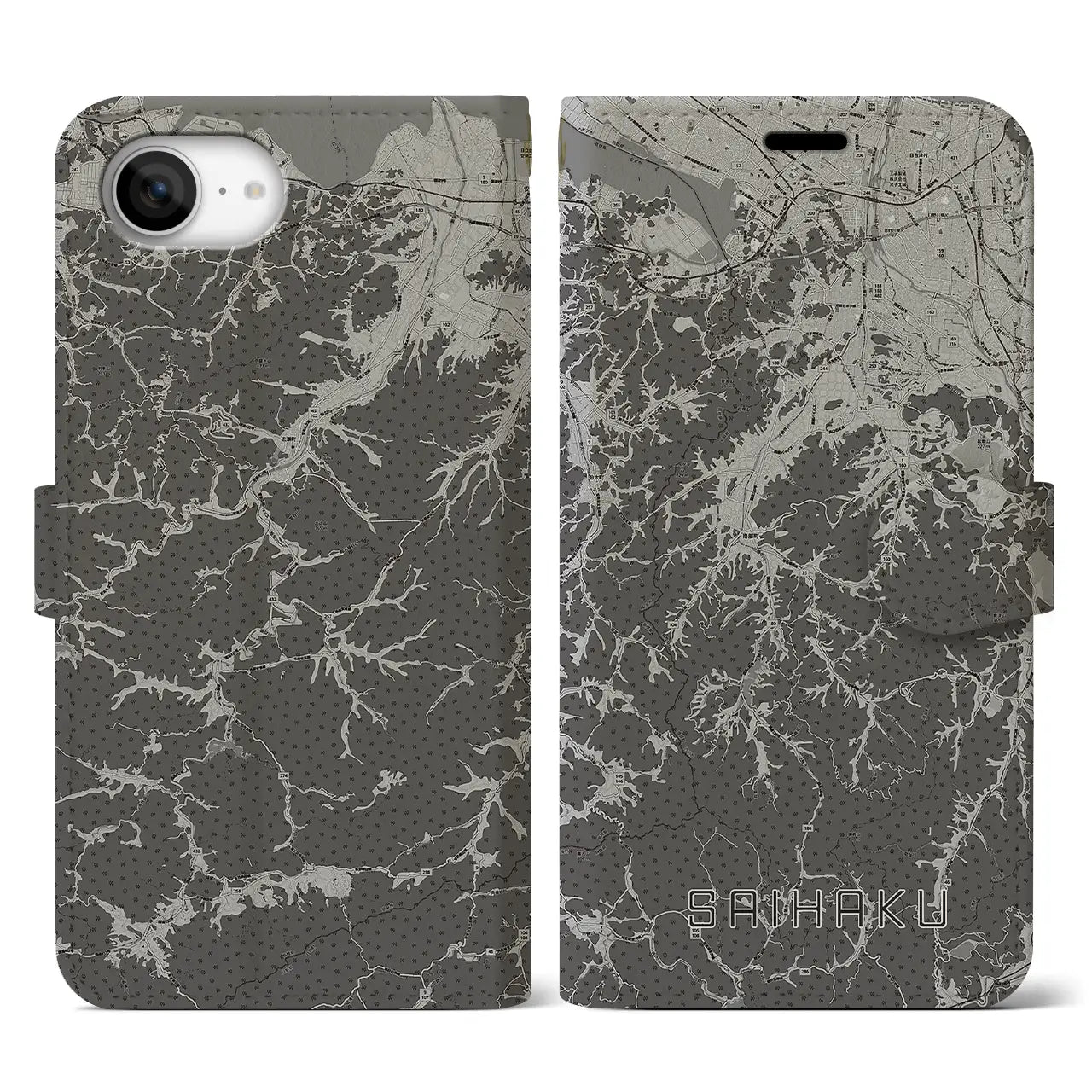 【西伯(鳥取県)】地図柄iPhoneケース(手帳タイプ)