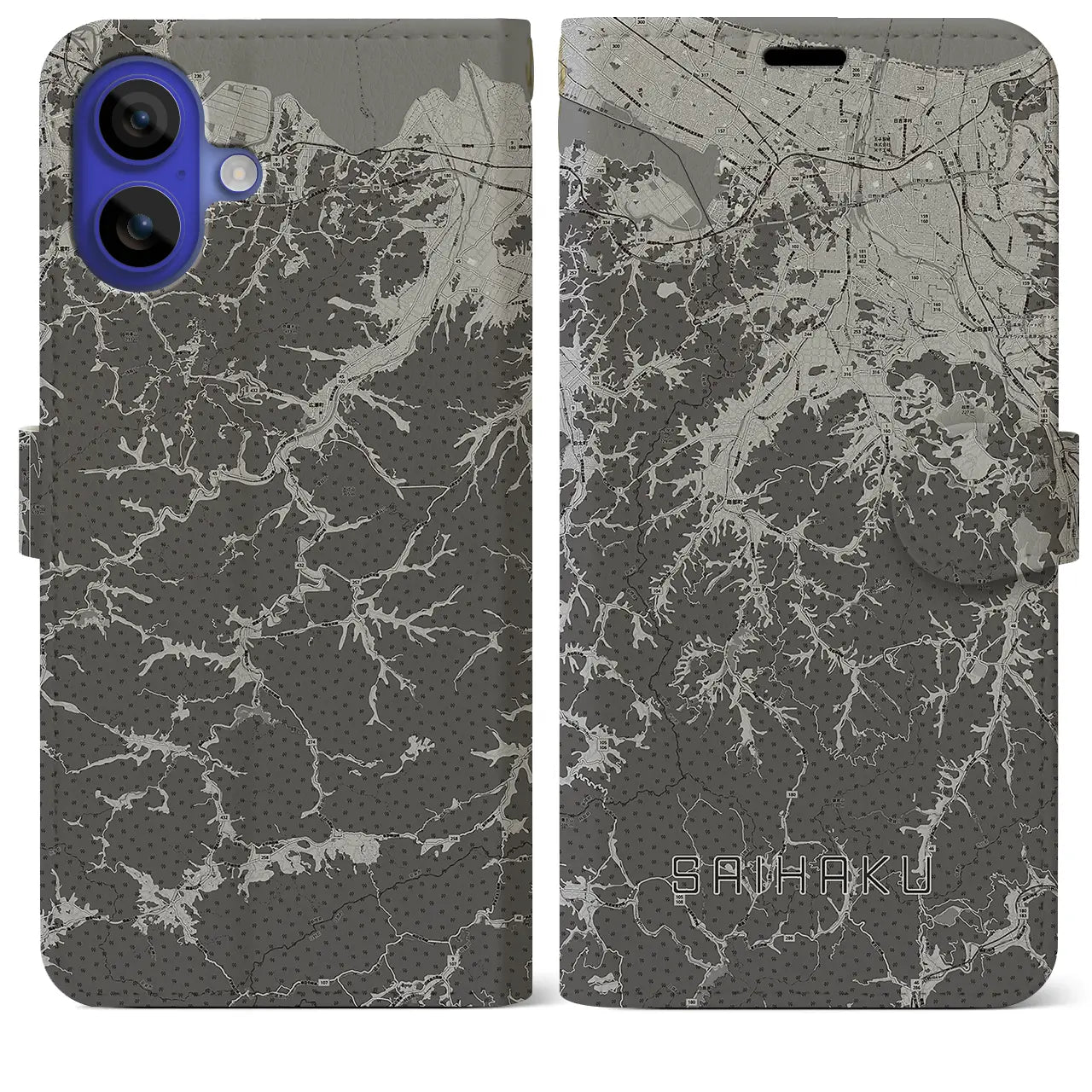 【西伯(鳥取県)】地図柄iPhoneケース(手帳タイプ)