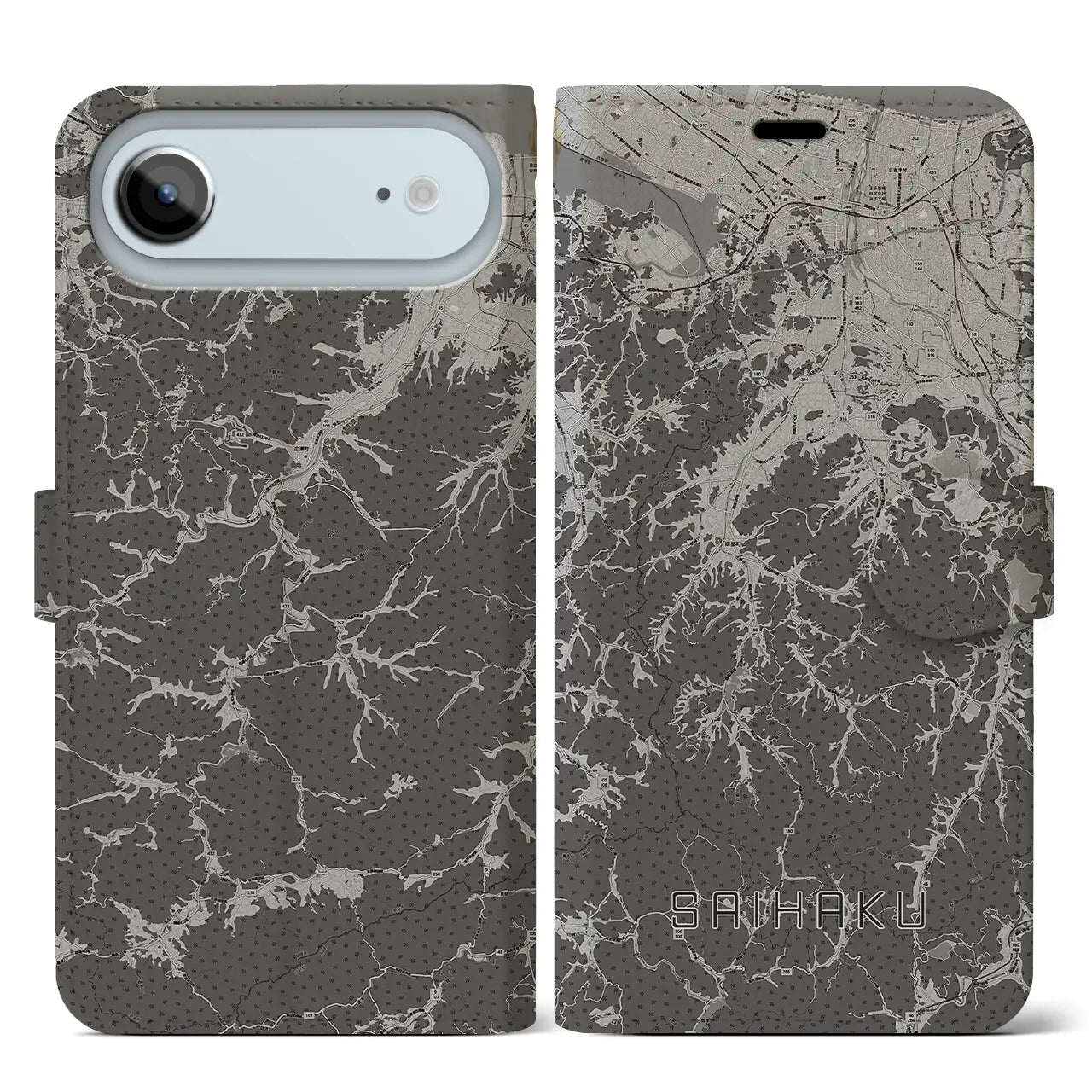 【西伯(鳥取県)】地図柄iPhoneケース(手帳タイプ)