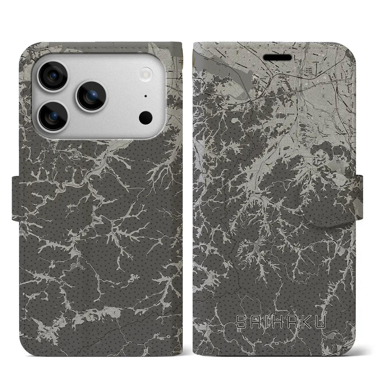 【西伯(鳥取県)】地図柄iPhoneケース(手帳タイプ)