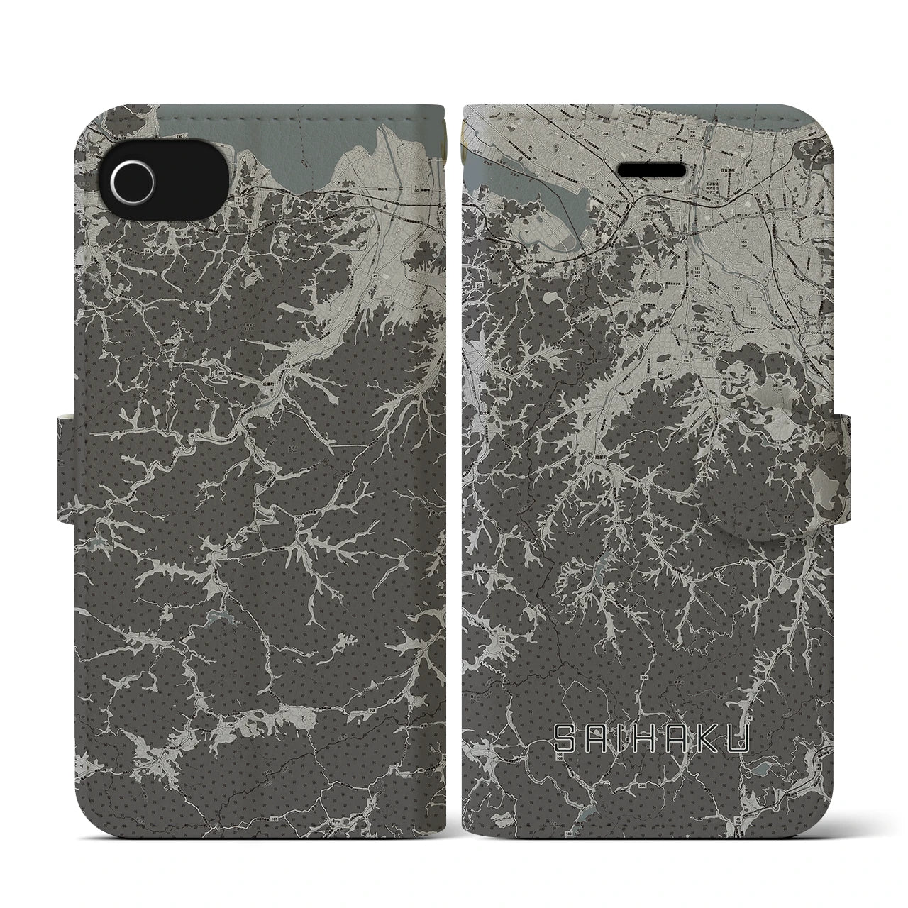 【西伯(鳥取県)】地図柄iPhoneケース(手帳タイプ)