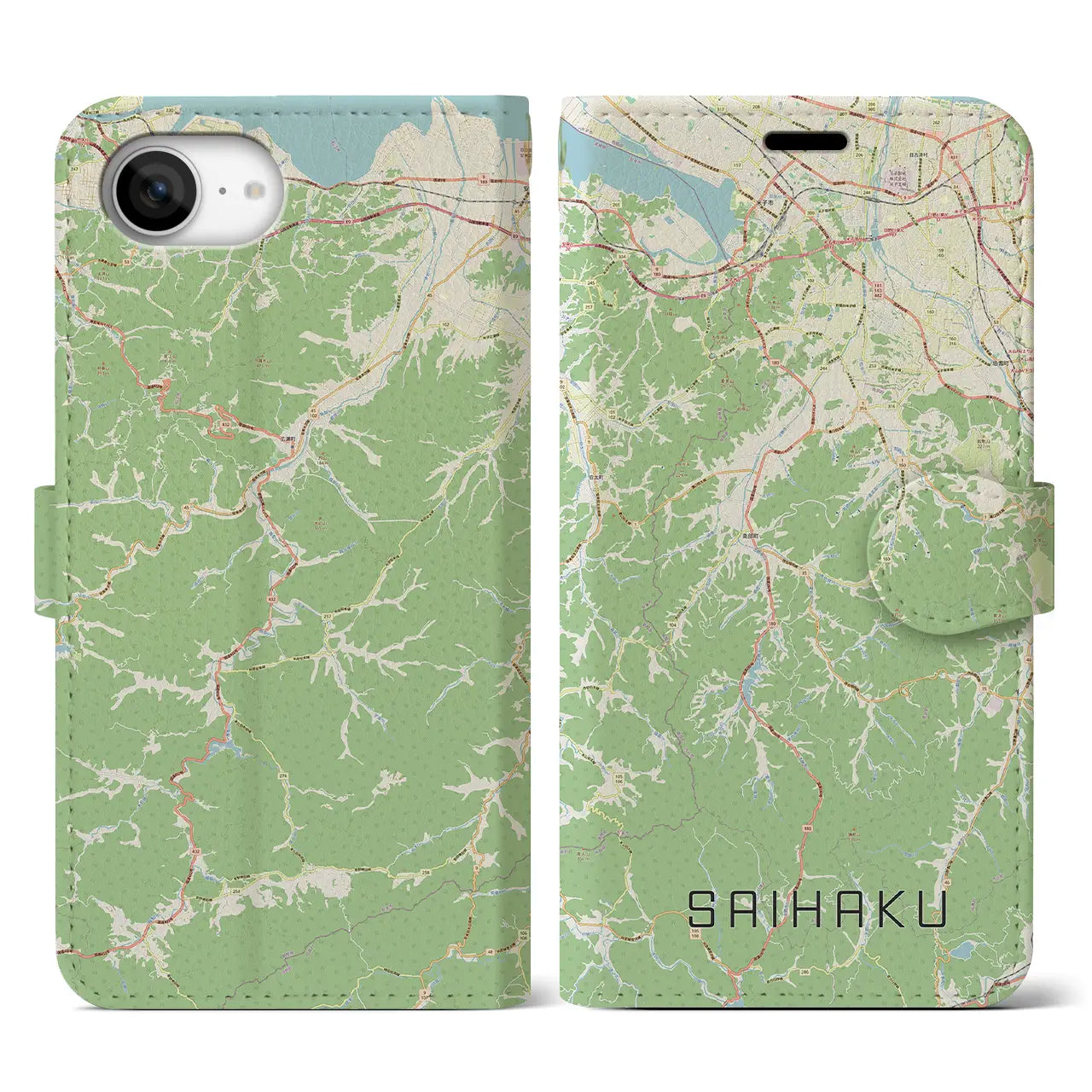 【西伯(鳥取県)】地図柄iPhoneケース(手帳タイプ)