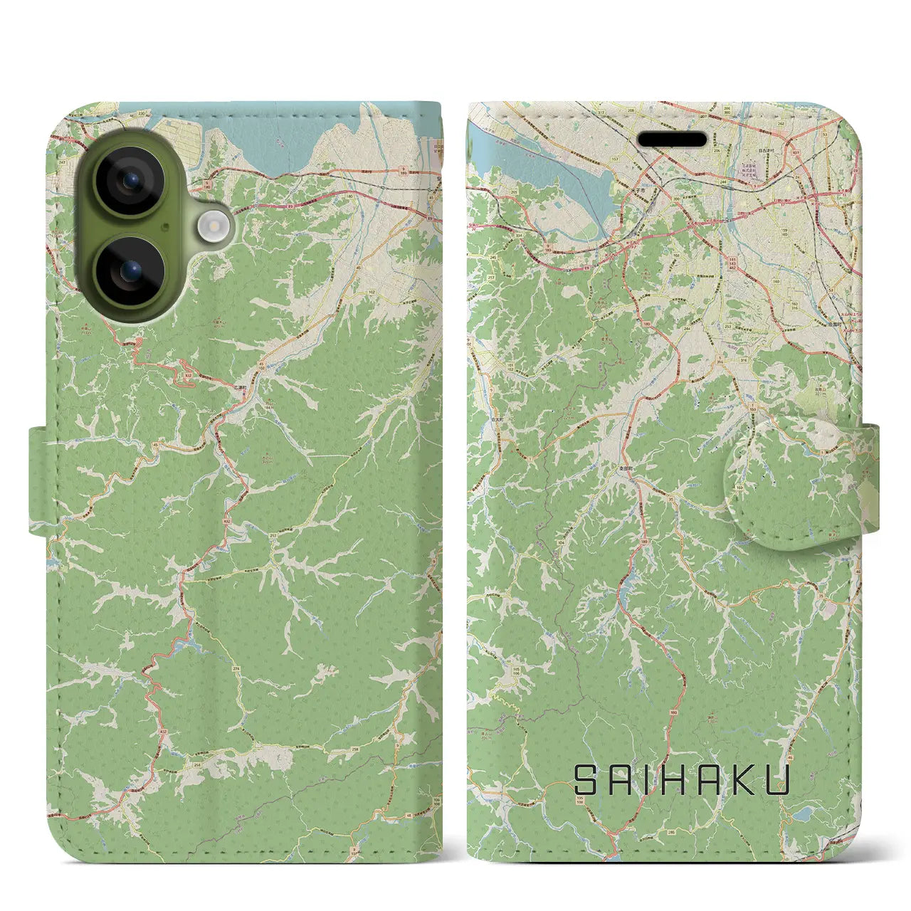 【西伯(鳥取県)】地図柄iPhoneケース(手帳タイプ)