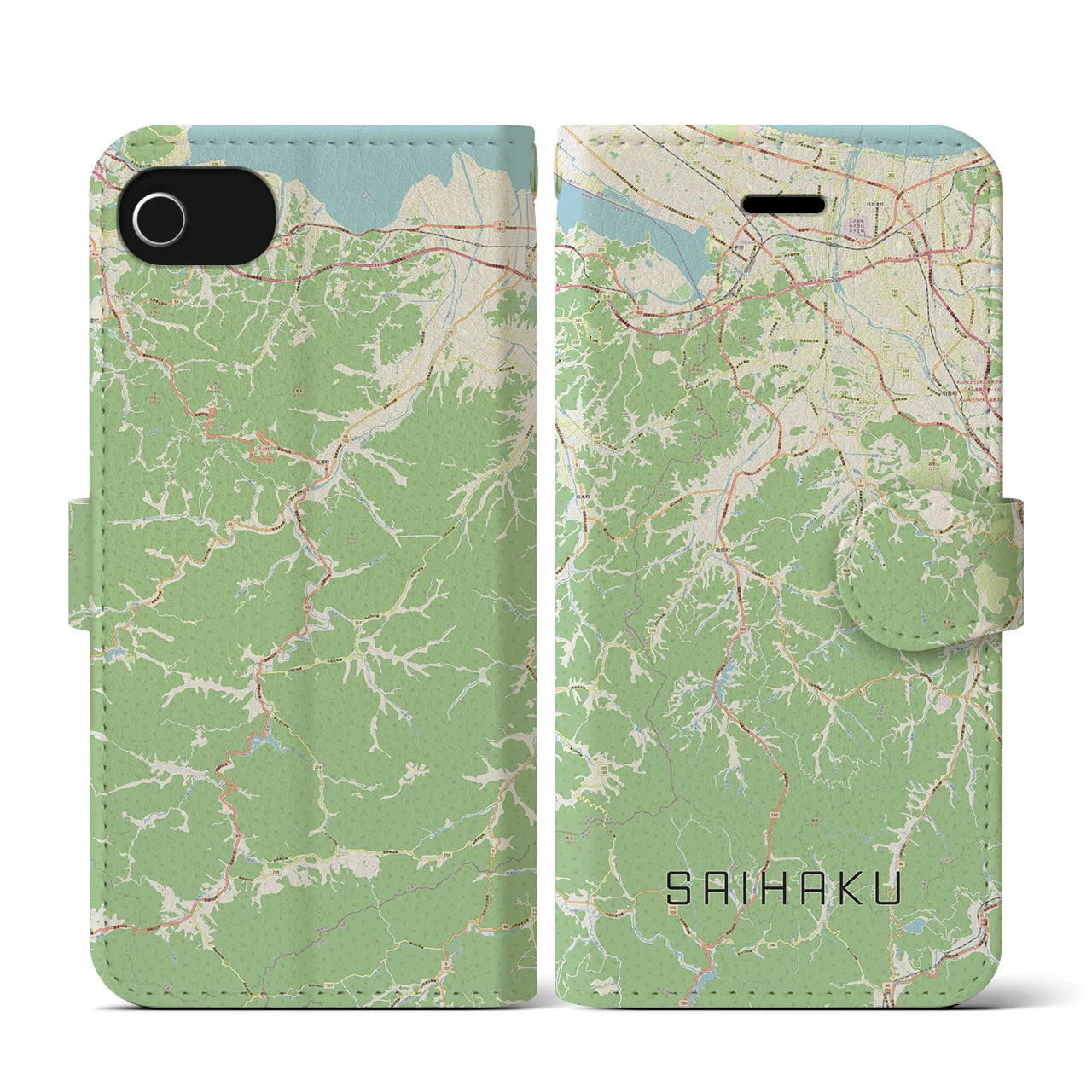 【西伯(鳥取県)】地図柄iPhoneケース(手帳タイプ)