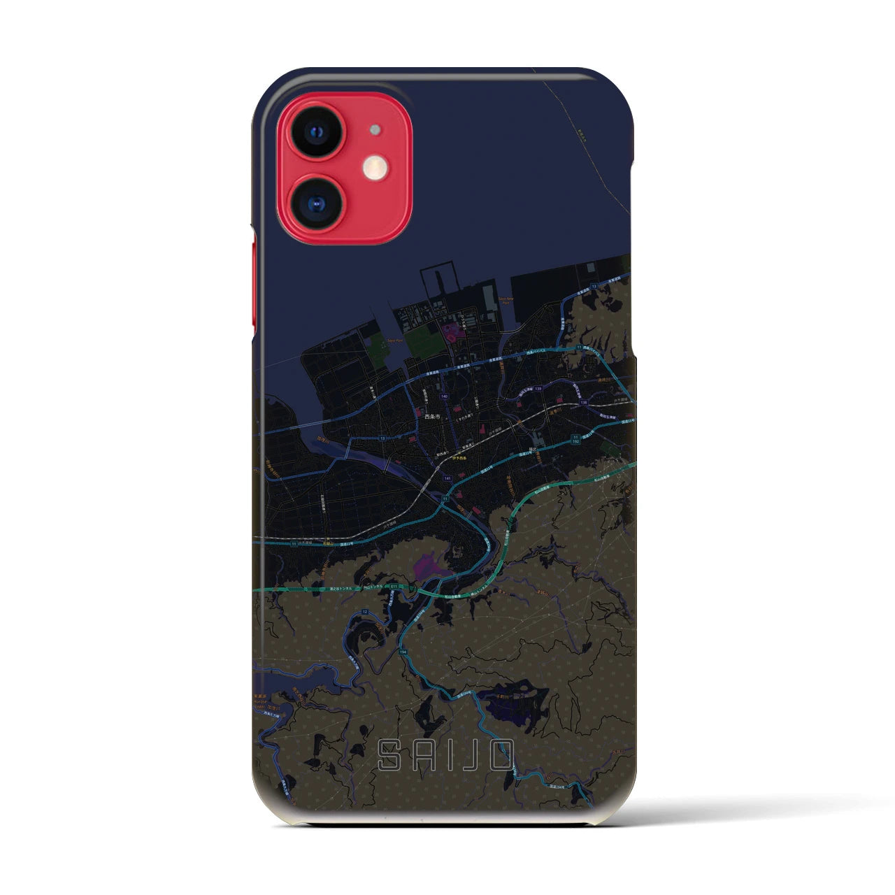 【西条(愛媛県)】地図柄iPhoneケース(バックカバータイプ)