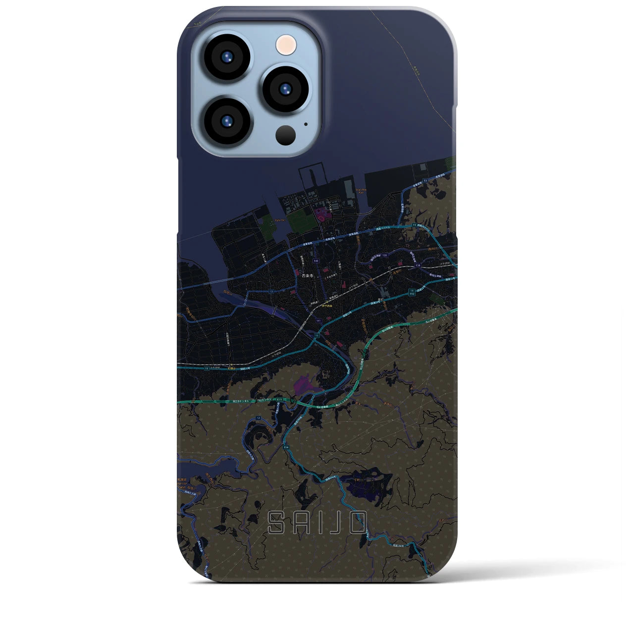 【西条(愛媛県)】地図柄iPhoneケース(バックカバータイプ)