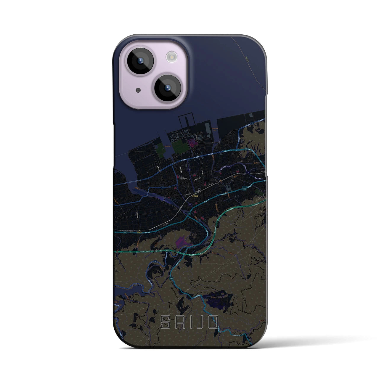 【西条(愛媛県)】地図柄iPhoneケース(バックカバータイプ)