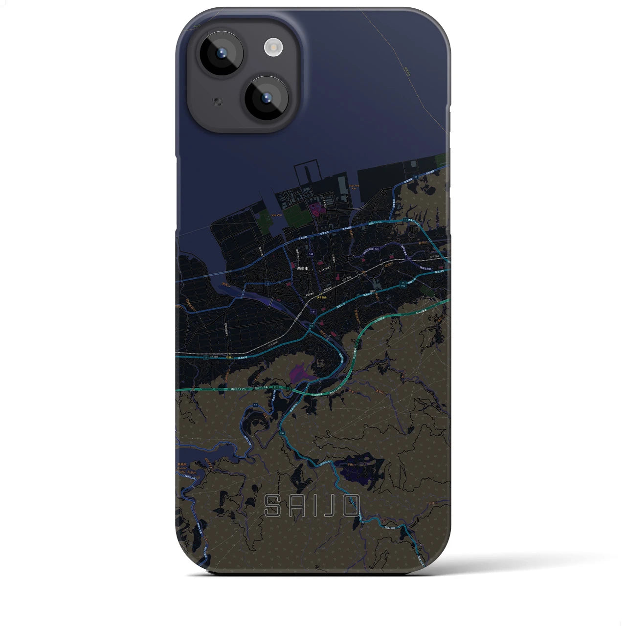 【西条(愛媛県)】地図柄iPhoneケース(バックカバータイプ)