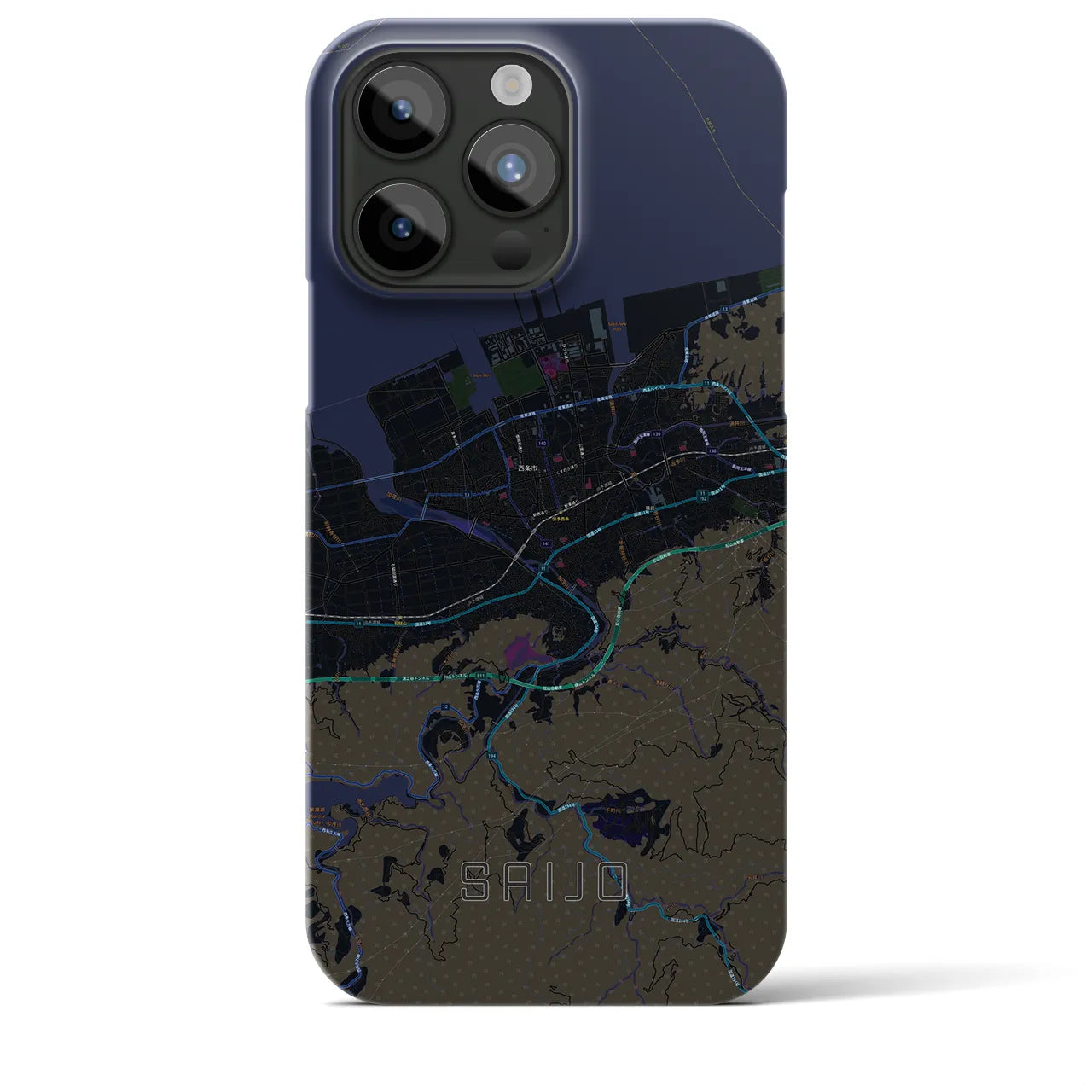【西条(愛媛県)】地図柄iPhoneケース(バックカバータイプ)