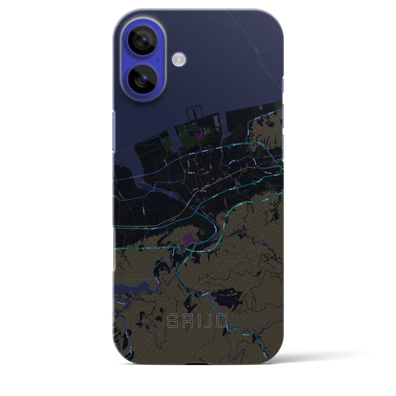 【西条(愛媛県)】地図柄iPhoneケース(バックカバータイプ)