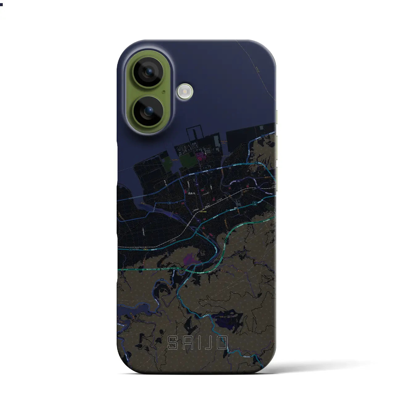 【西条(愛媛県)】地図柄iPhoneケース(バックカバータイプ)