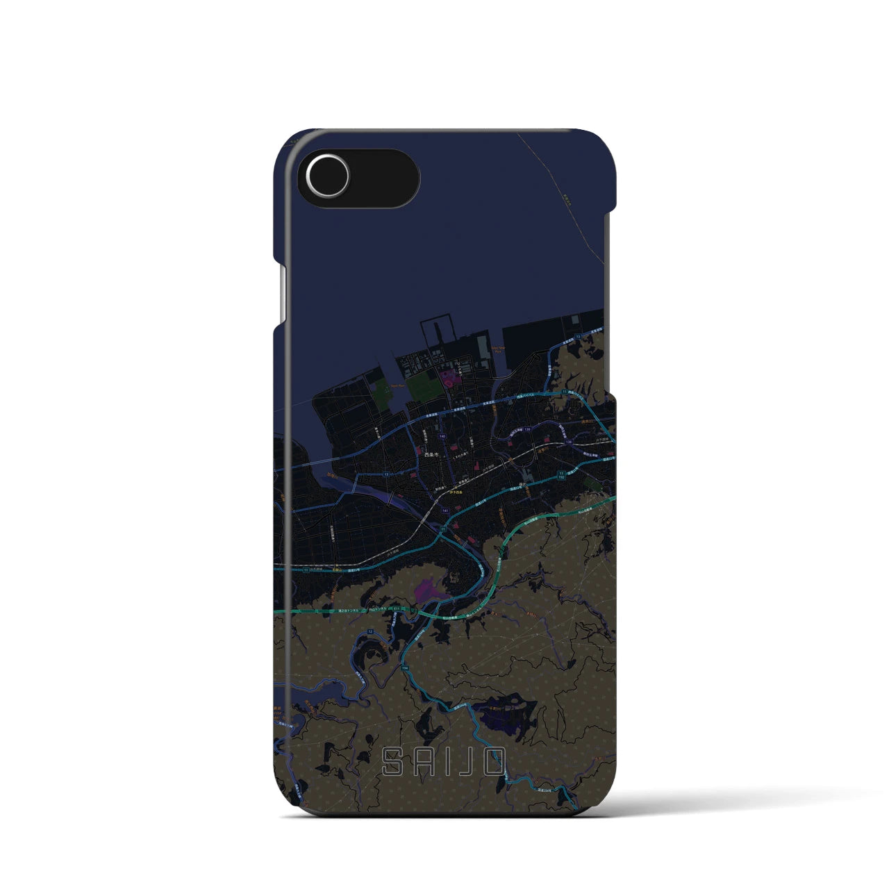 【西条(愛媛県)】地図柄iPhoneケース(バックカバータイプ)