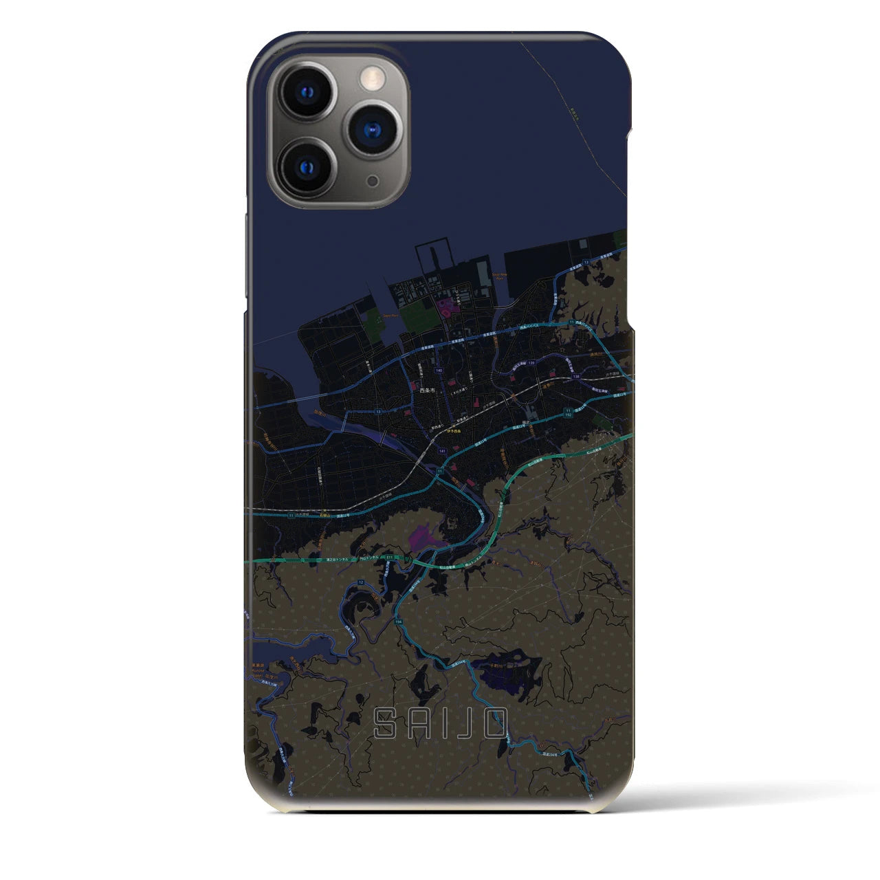 【西条(愛媛県)】地図柄iPhoneケース(バックカバータイプ)