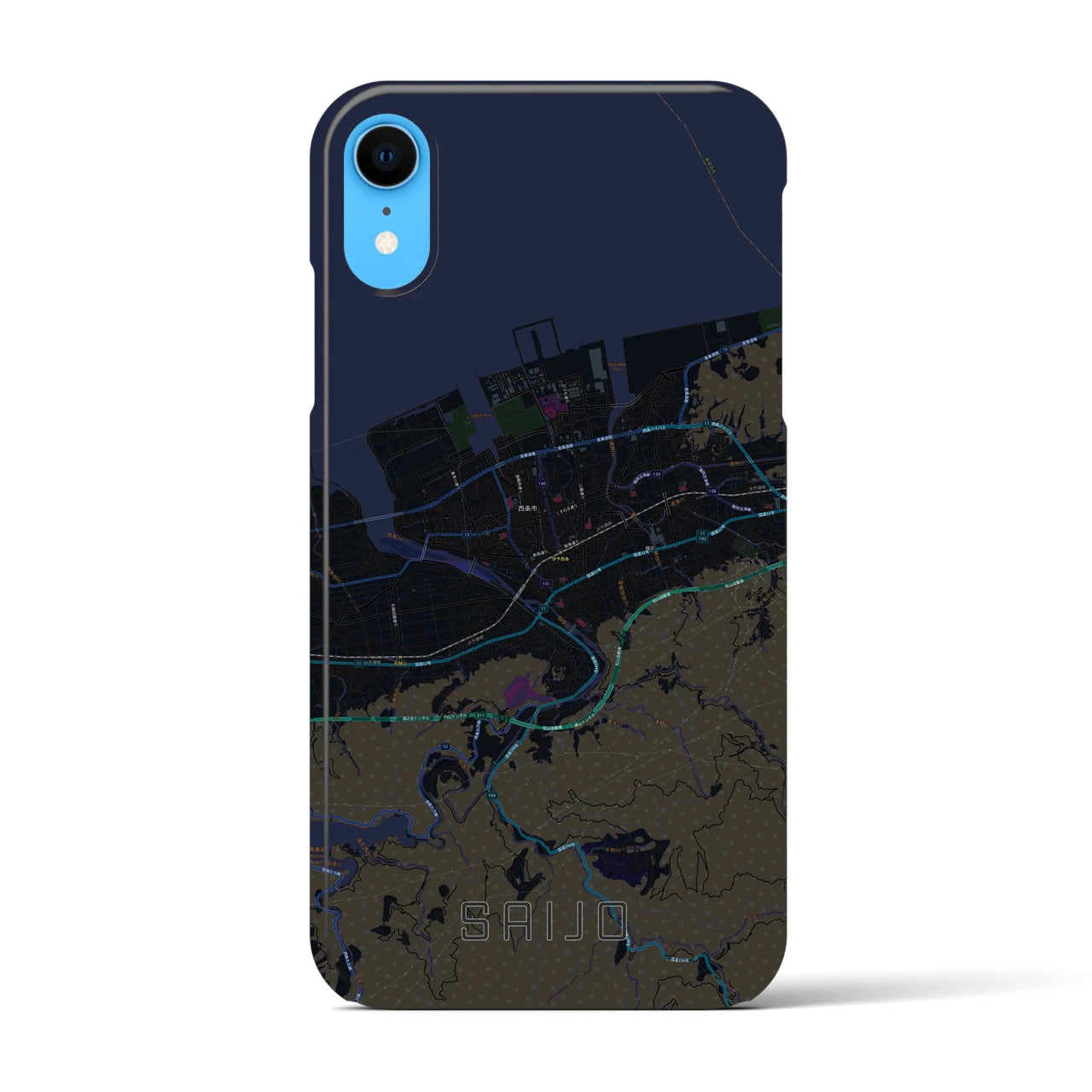 【西条(愛媛県)】地図柄iPhoneケース(バックカバータイプ)