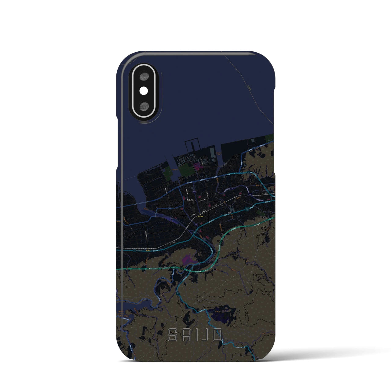 【西条(愛媛県)】地図柄iPhoneケース(バックカバータイプ)