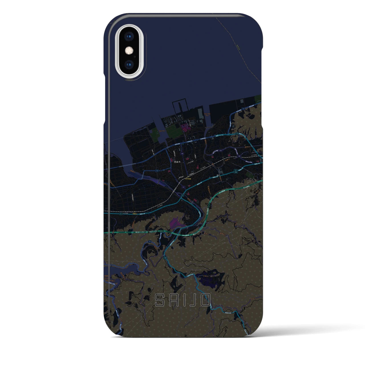 【西条(愛媛県)】地図柄iPhoneケース(バックカバータイプ)