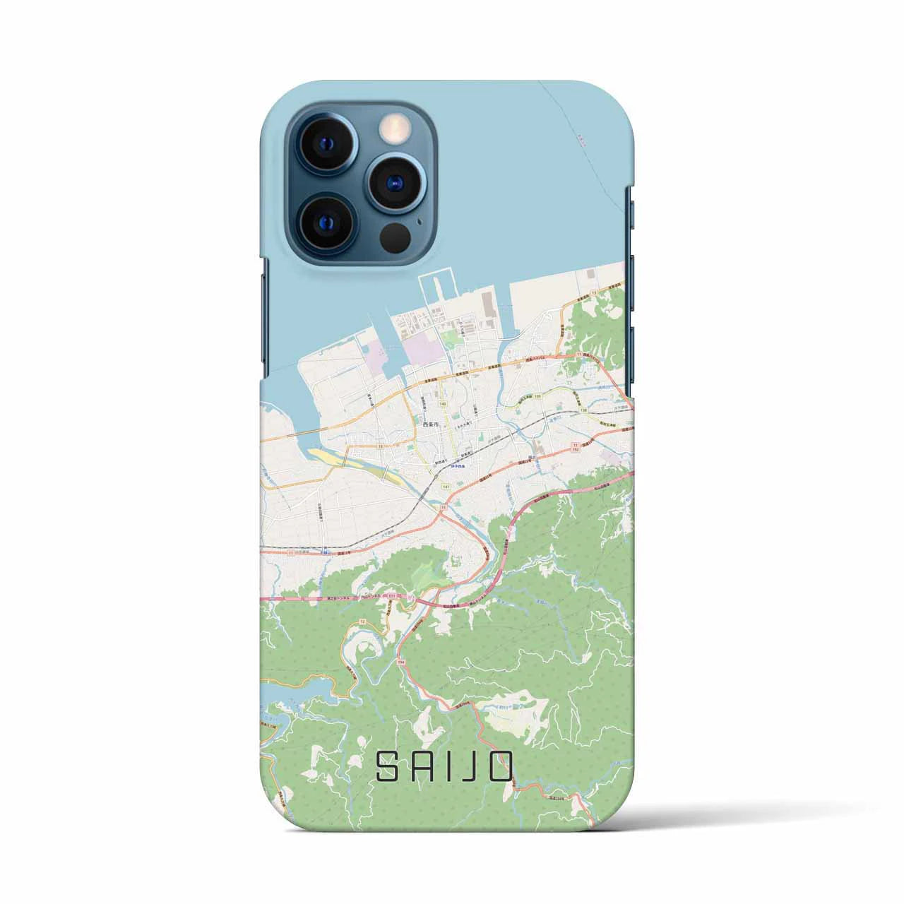【西条(愛媛県)】地図柄iPhoneケース(バックカバータイプ)