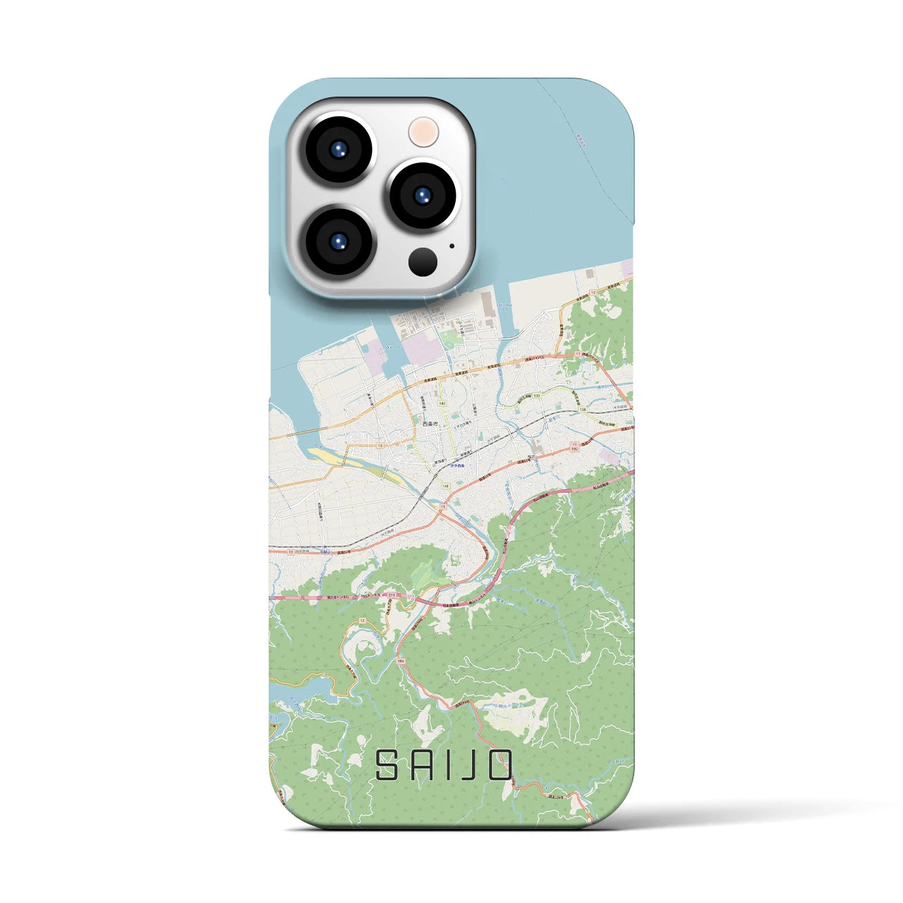 【西条(愛媛県)】地図柄iPhoneケース(バックカバータイプ)
