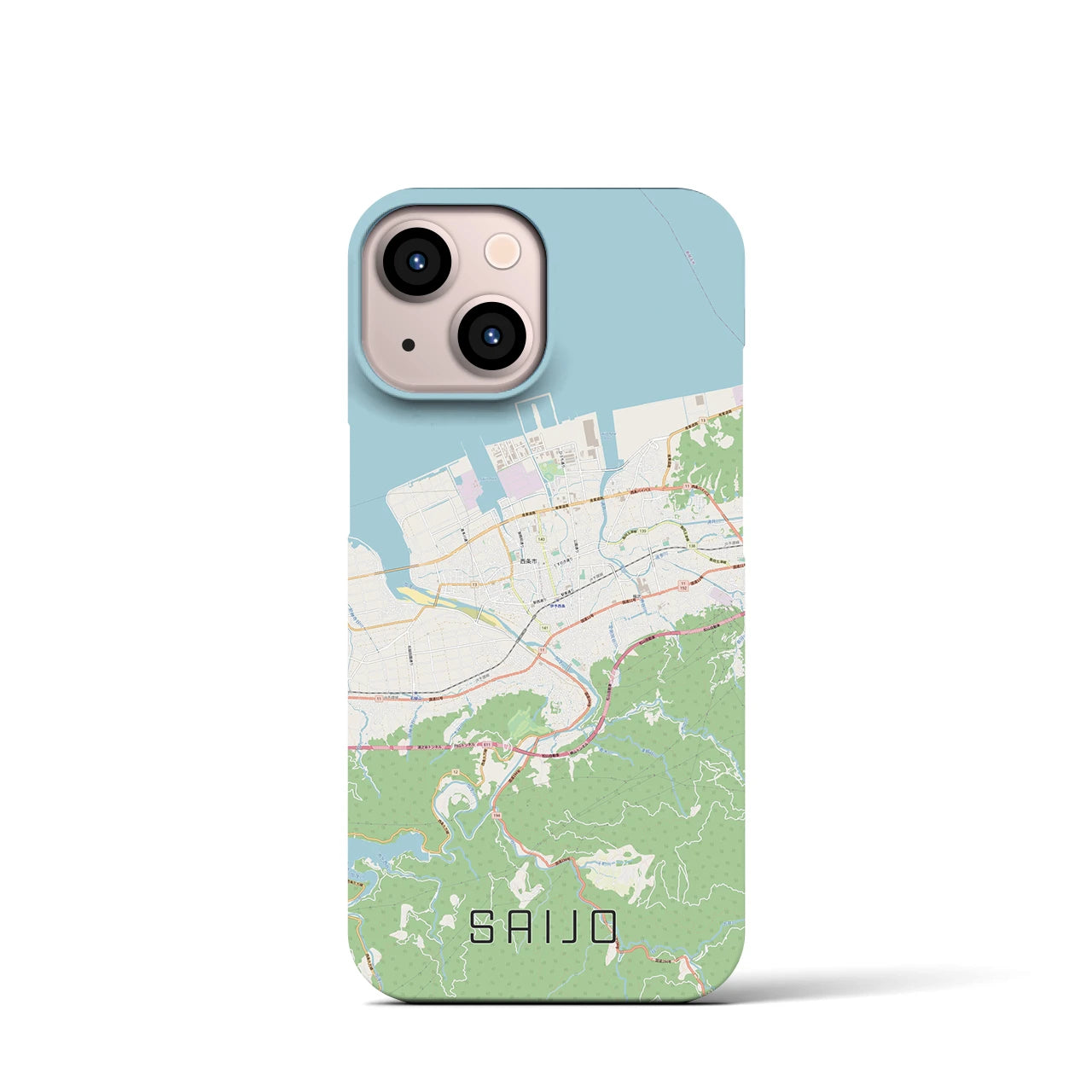【西条(愛媛県)】地図柄iPhoneケース(バックカバータイプ)