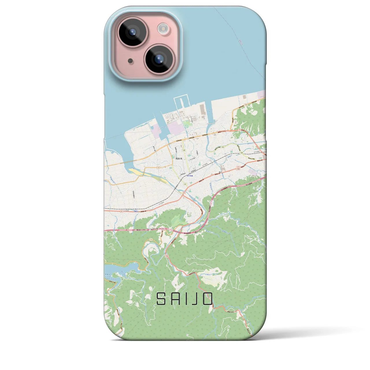 【西条(愛媛県)】地図柄iPhoneケース(バックカバータイプ)