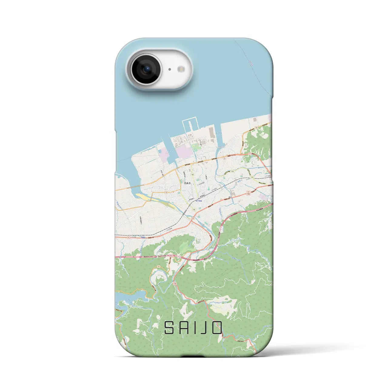 【西条(愛媛県)】地図柄iPhoneケース(バックカバータイプ)