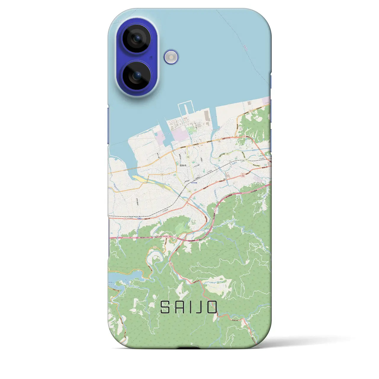 【西条(愛媛県)】地図柄iPhoneケース(バックカバータイプ)