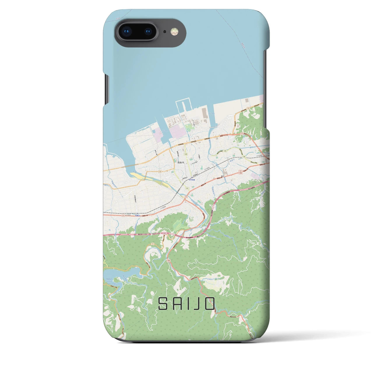 【西条(愛媛県)】地図柄iPhoneケース(バックカバータイプ)