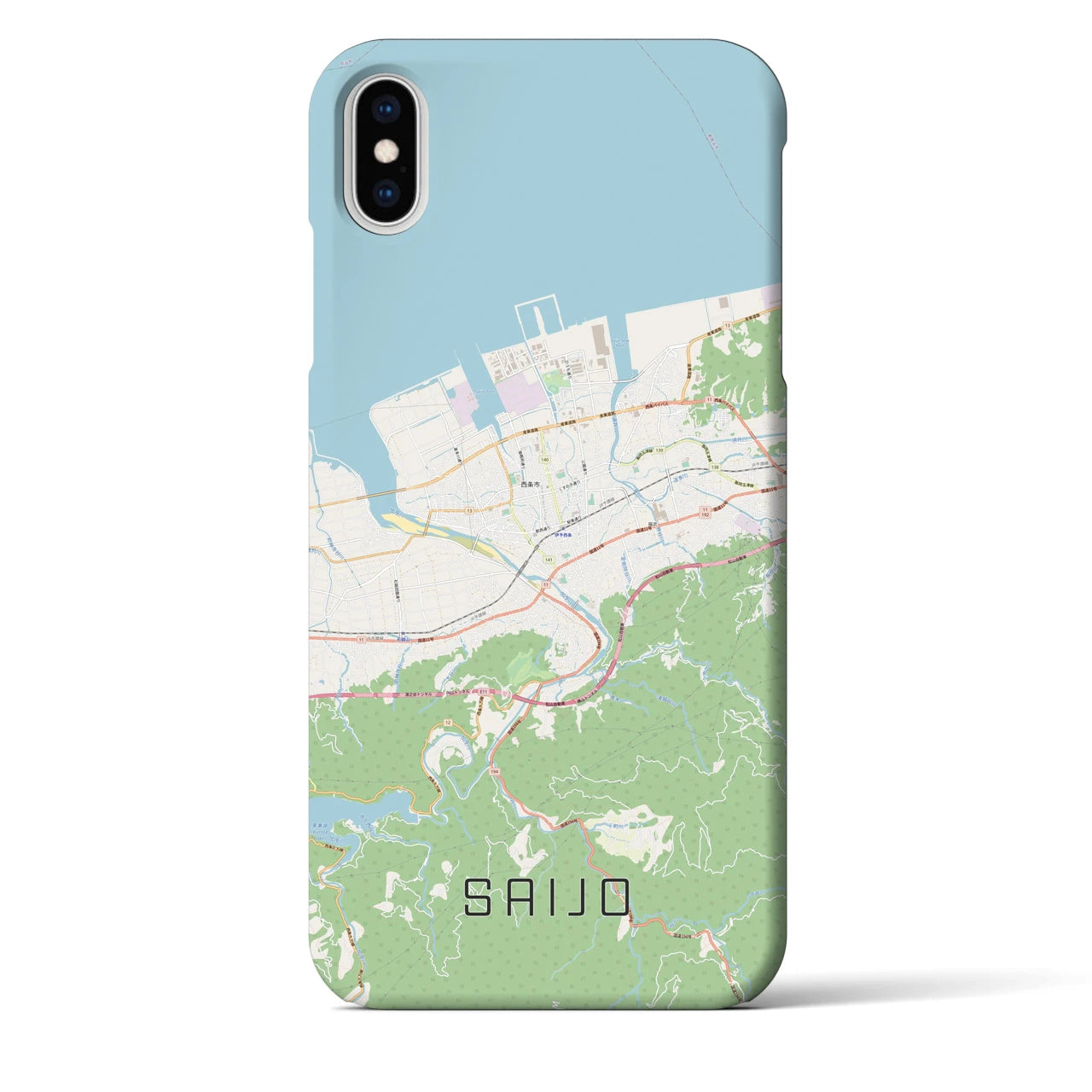 【西条(愛媛県)】地図柄iPhoneケース(バックカバータイプ)