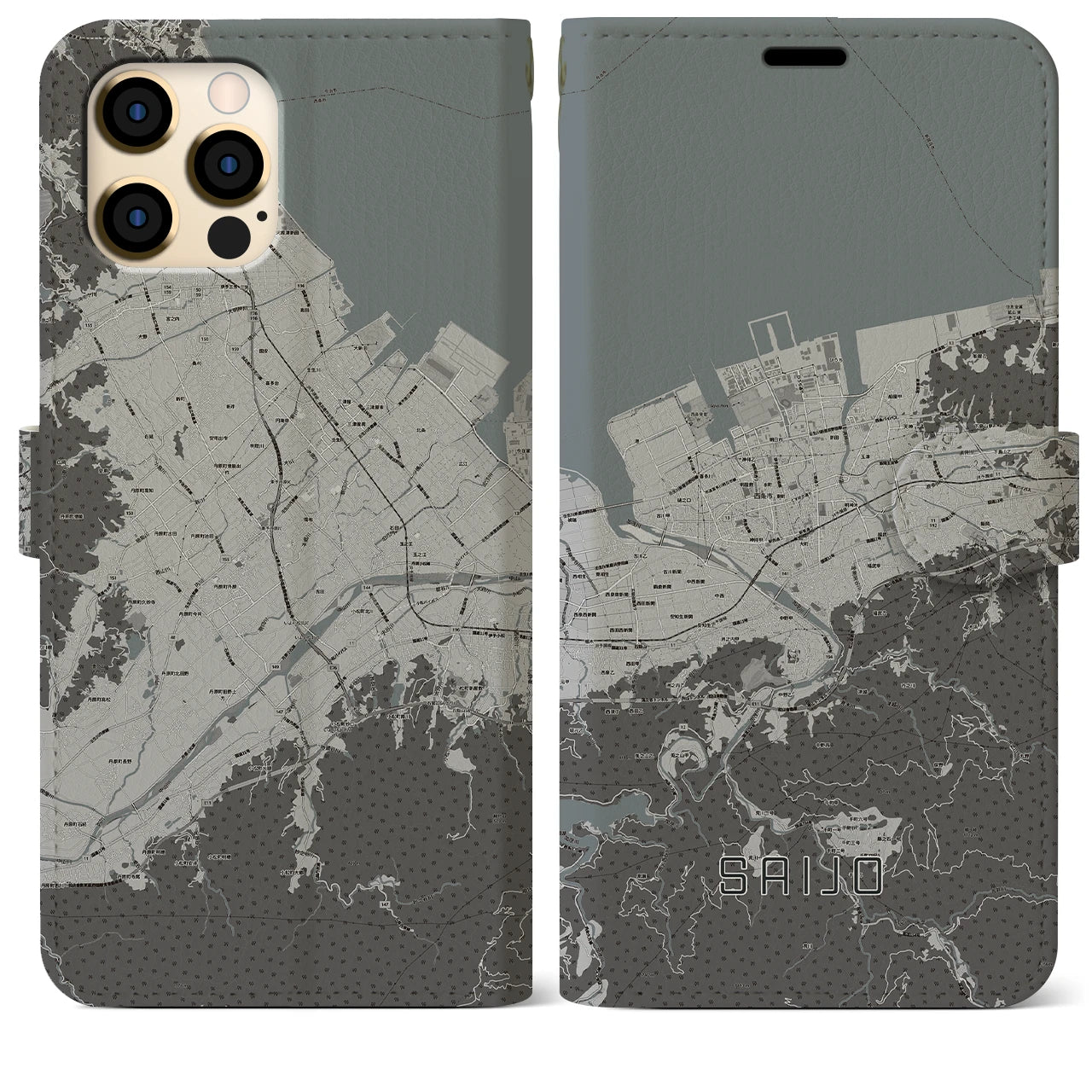 【西条(愛媛県)】地図柄iPhoneケース(手帳タイプ)