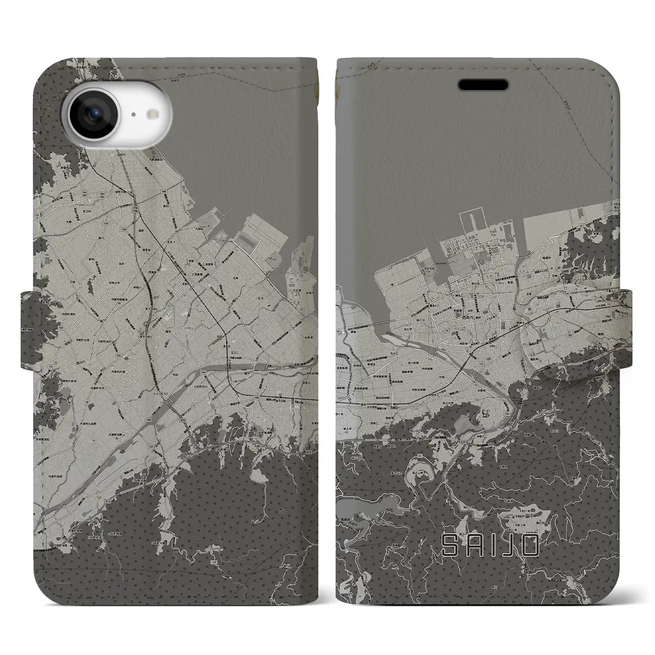 【西条(愛媛県)】地図柄iPhoneケース(手帳タイプ)