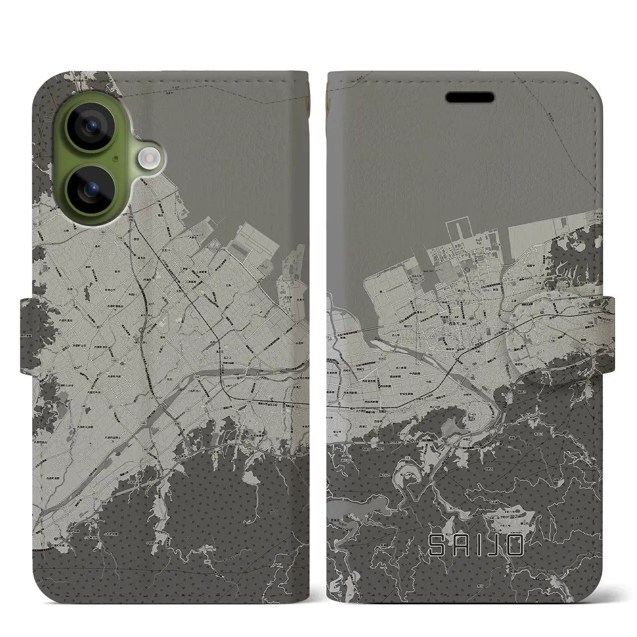 【西条(愛媛県)】地図柄iPhoneケース(手帳タイプ)