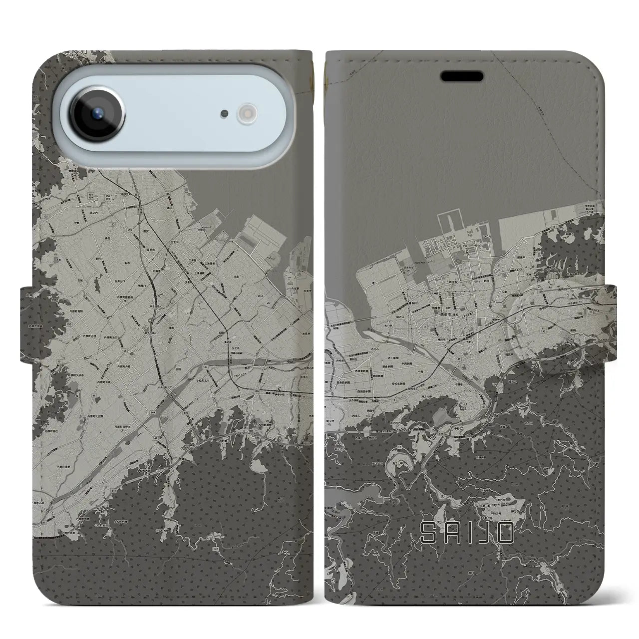 【西条(愛媛県)】地図柄iPhoneケース(手帳タイプ)