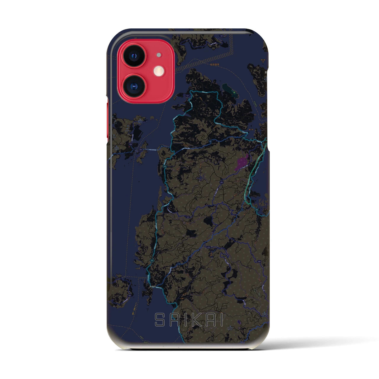 【西海(長崎県)】地図柄iPhoneケース(バックカバータイプ)