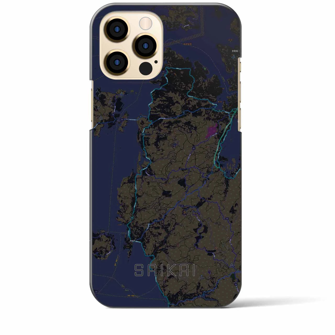 【西海(長崎県)】地図柄iPhoneケース(バックカバータイプ)