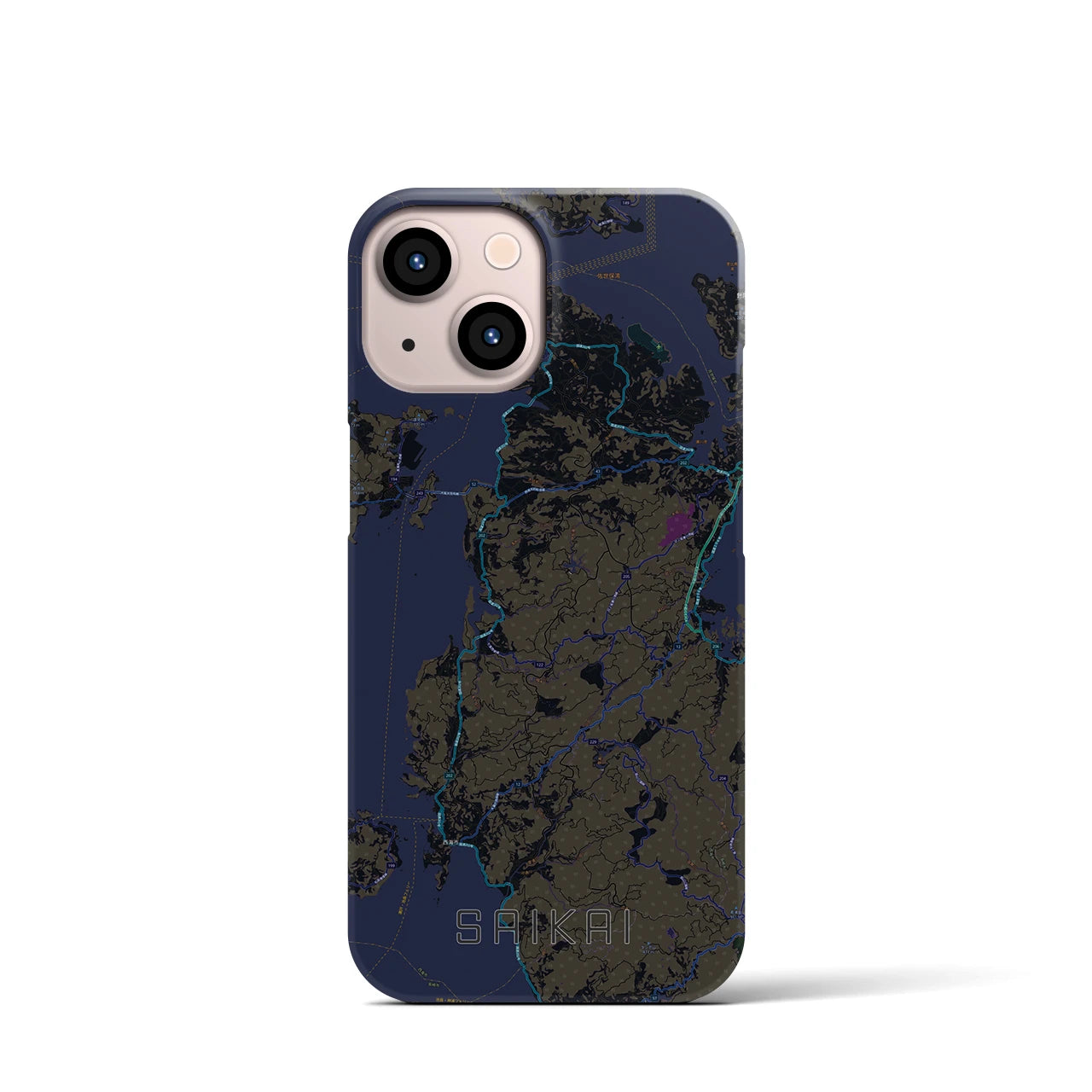 【西海(長崎県)】地図柄iPhoneケース(バックカバータイプ)