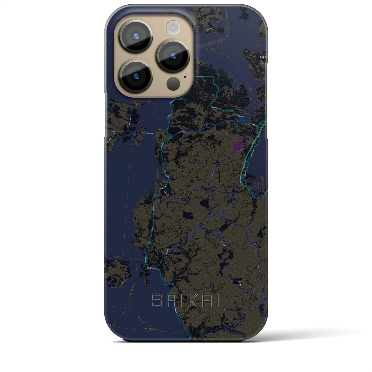 【西海(長崎県)】地図柄iPhoneケース(バックカバータイプ)